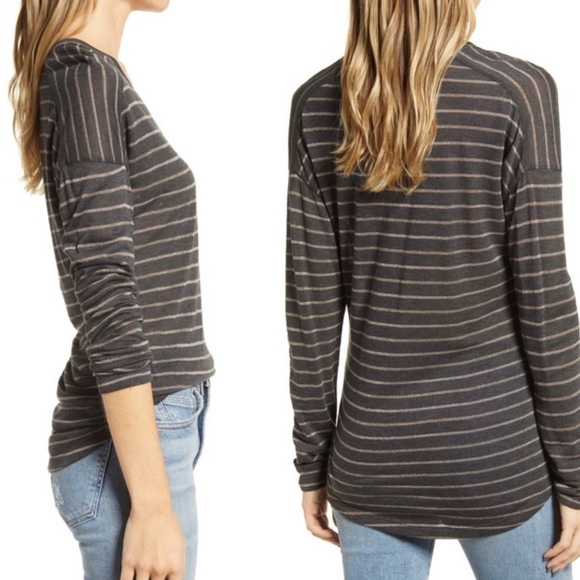 Rails Drop Shoulder Linen V-Neck Tee - Picture 4 of 7